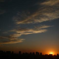 Tramonto sulla città di Shenyang